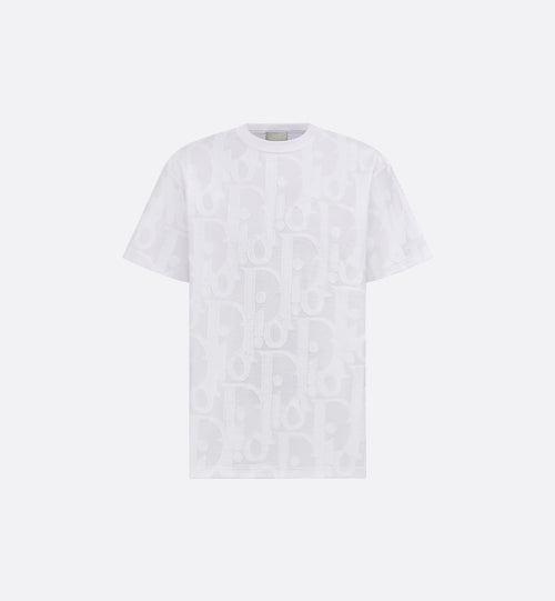 White Relaxed Fit Oblique Motif Cotton T-shirt