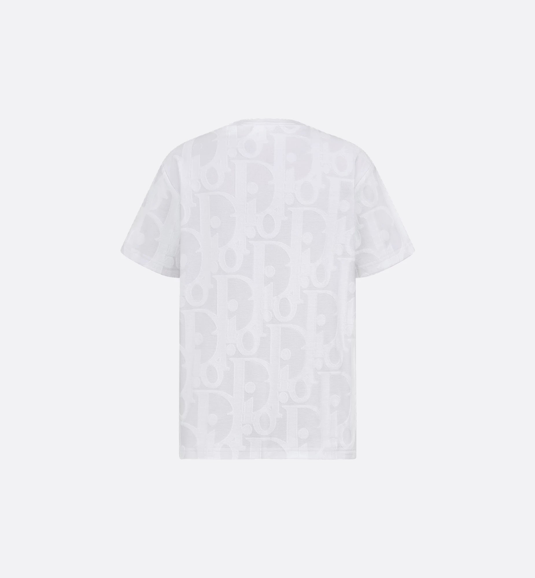 White Relaxed Fit Oblique Motif Cotton T-shirt - Exclusive Wear