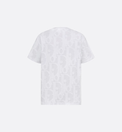 White Relaxed Fit Oblique Motif Cotton T-shirt
