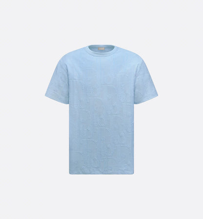 Blue Relaxed Fit Oblique Motif Cotton T-shirt