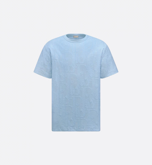 Blue Relaxed Fit Oblique Motif Cotton T-shirt