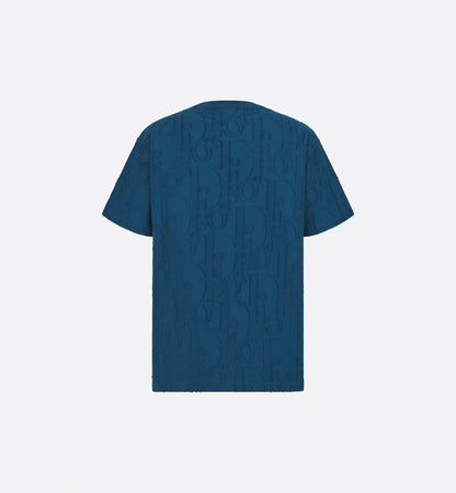 Deep Blue Relaxed Fit Oblique Motif Cotton T-shirt