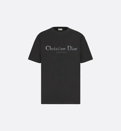 Couture Distressed-Effect Relaxed Fit Black T-shirt