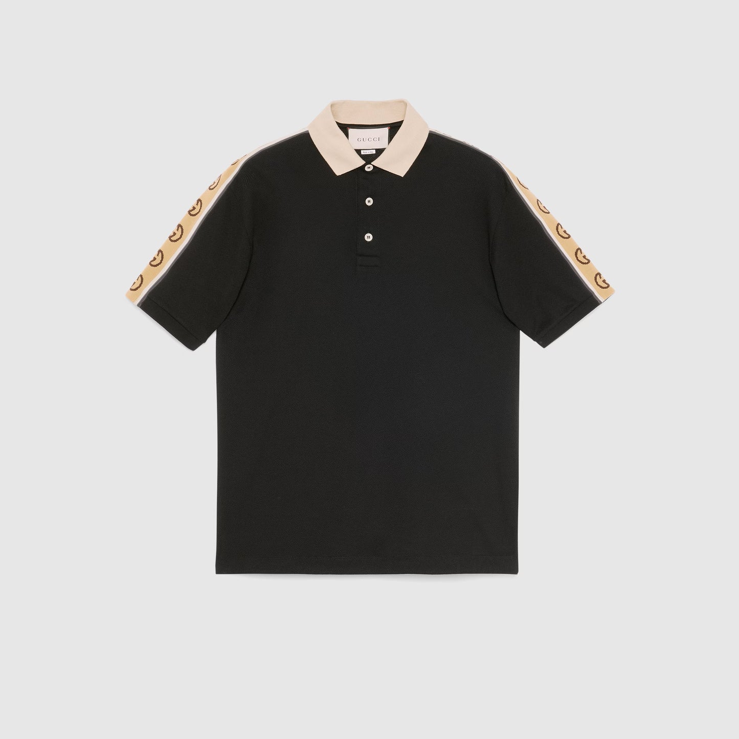 Black Poloshirt with Interlocking G Stripe