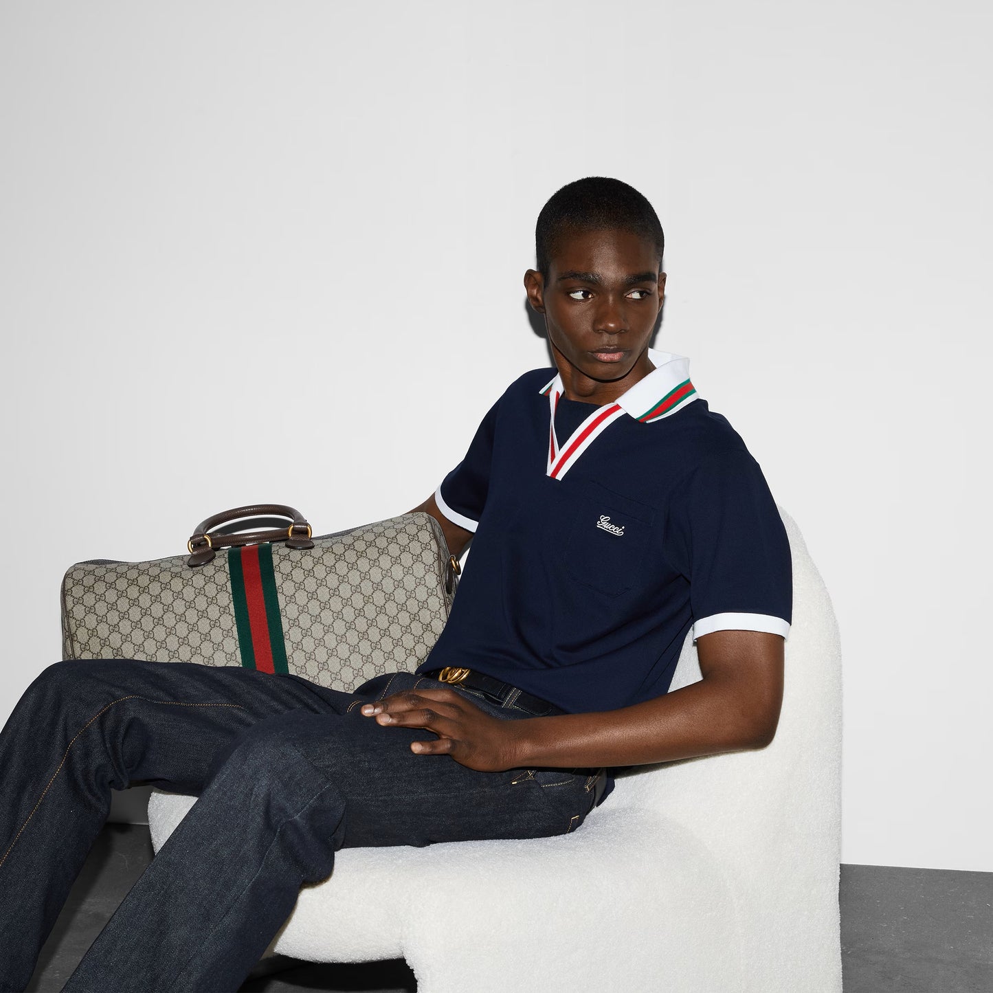 Dark Blue Cotton Pique Polo Shirt