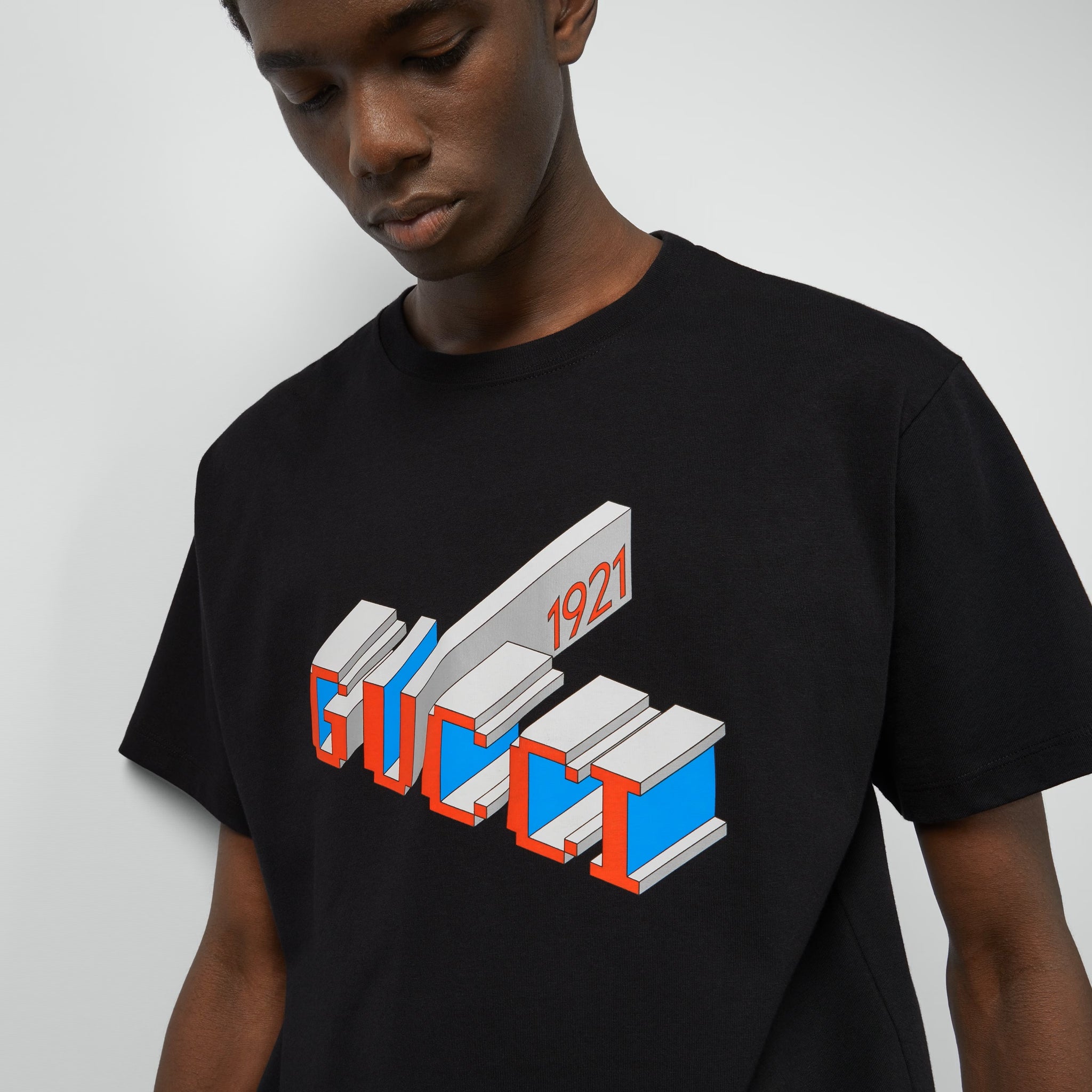 Light Cotton Jersey Black T-shirt with Print - Exclusive Wear