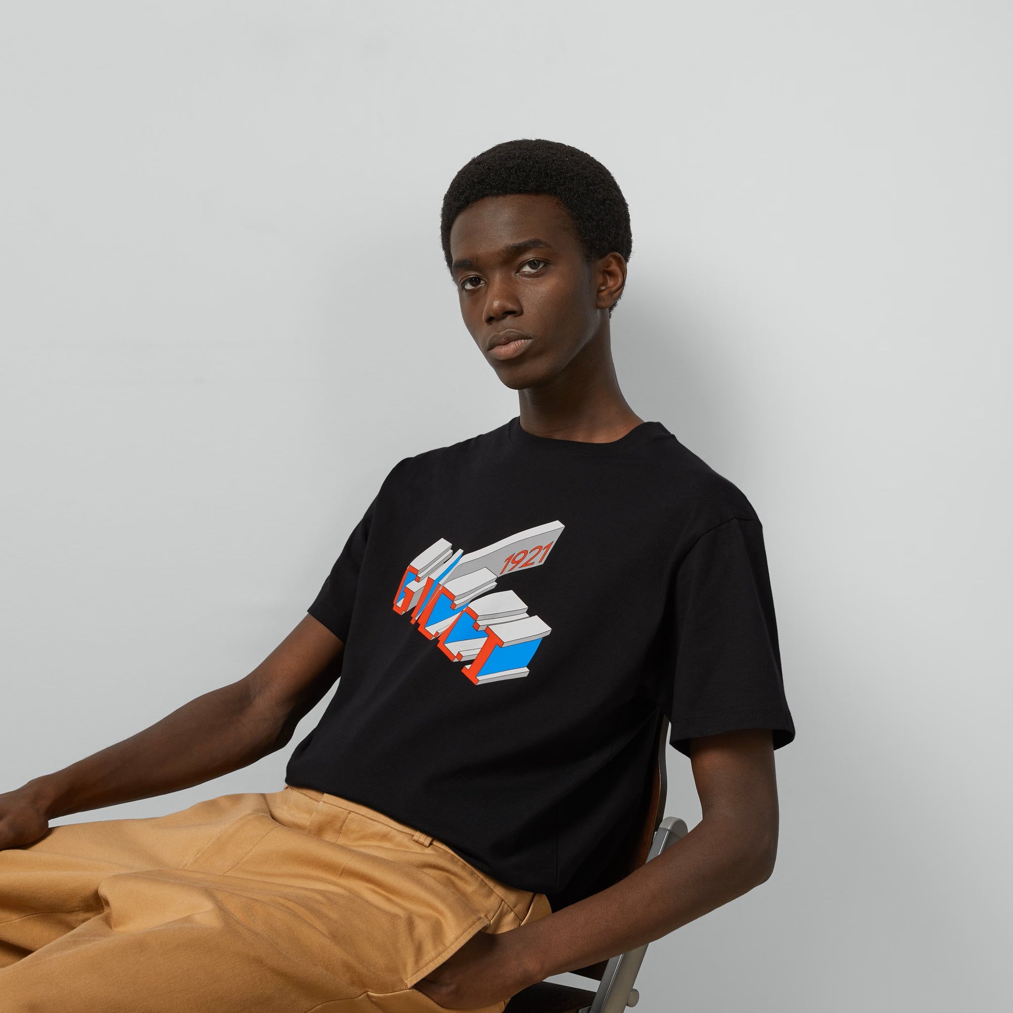 Light Cotton Jersey Black T-shirt with Print - Exclusive Wear