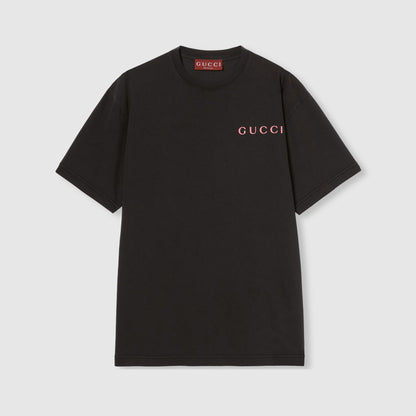 Printed Cotton Jersey Black T-shirt