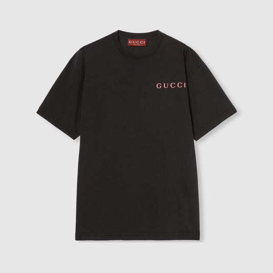 Printed Cotton Jersey Black T-shirt