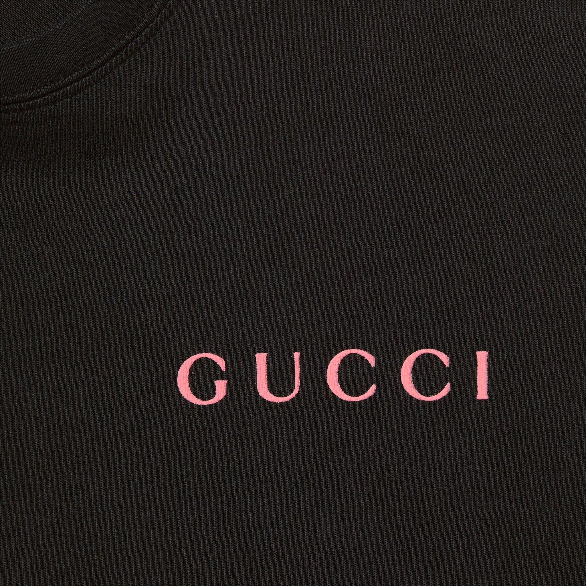 Printed Cotton Jersey Black T-shirt - Exclusive Wear