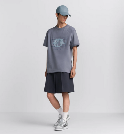 Relaxed Fit Gray Cotton Jersey T-shirt