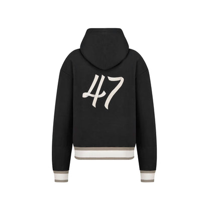 LOGO '47' BLACK HOODED SWEATSHIRT - Exclusive Wear