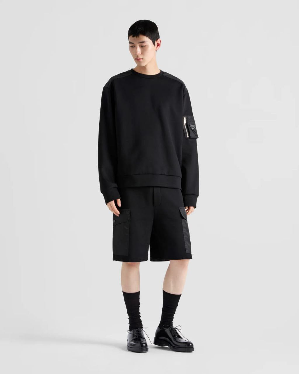 Black Cotton Sweatshirt with Pockets