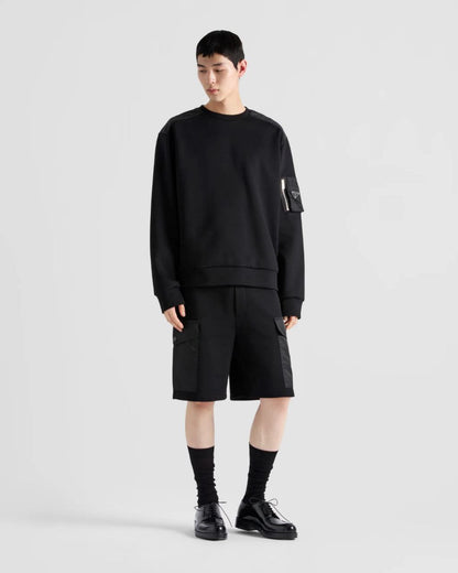 Black Cotton Sweatshirt with Pockets