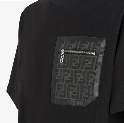 Black Jersey Zip-Pocket T-shirt