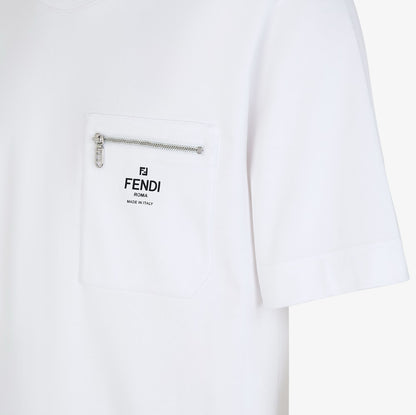 White Cotton T-shirt with Pocket