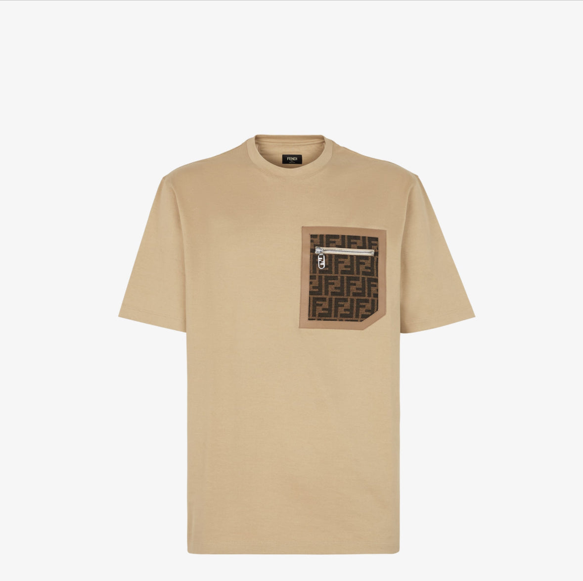 Beige Jersey Zip-Pocket T-shirt - Exclusive Wear