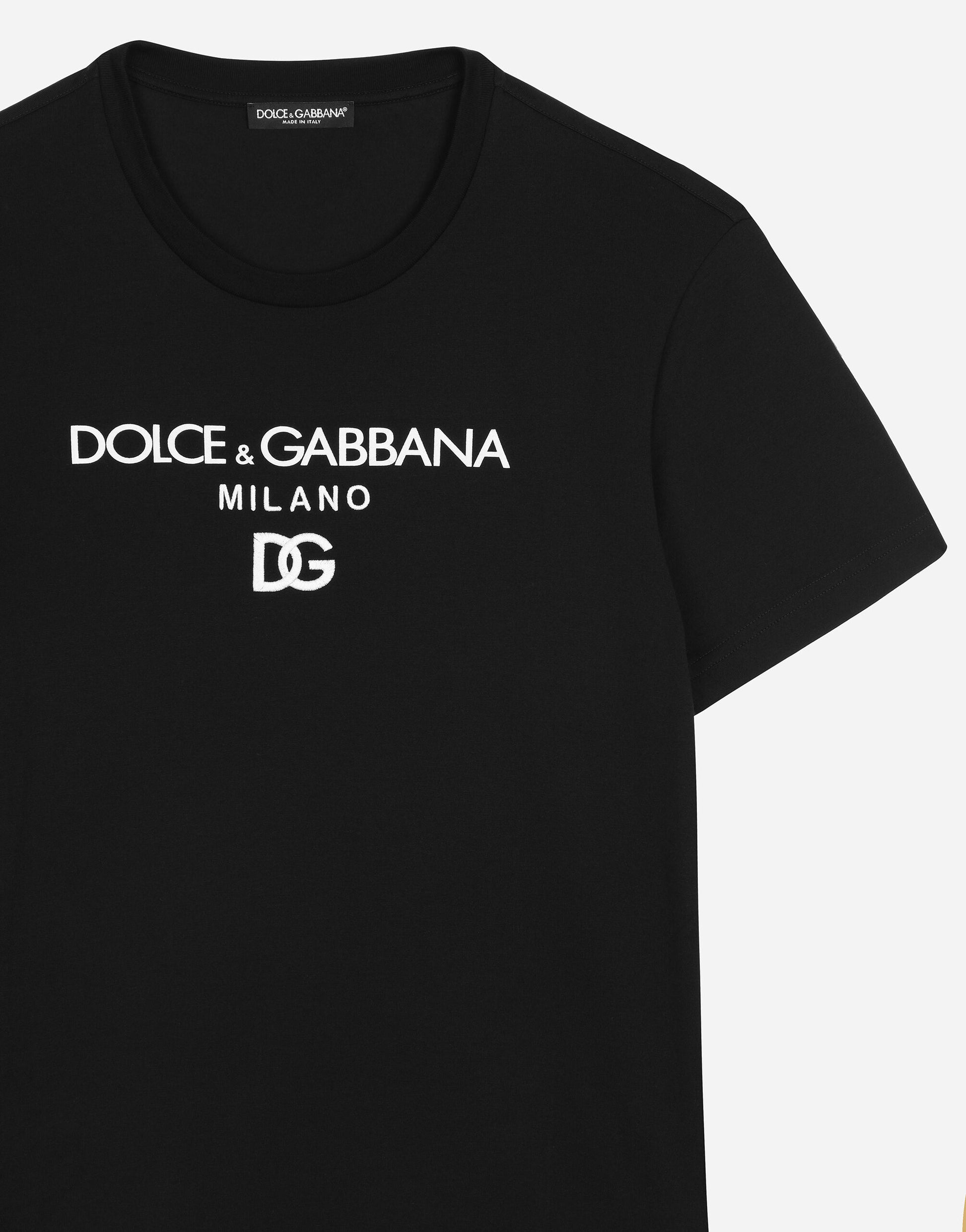 Black Cotton T-shirt with DG embroidery and patch - Exclusive Wear