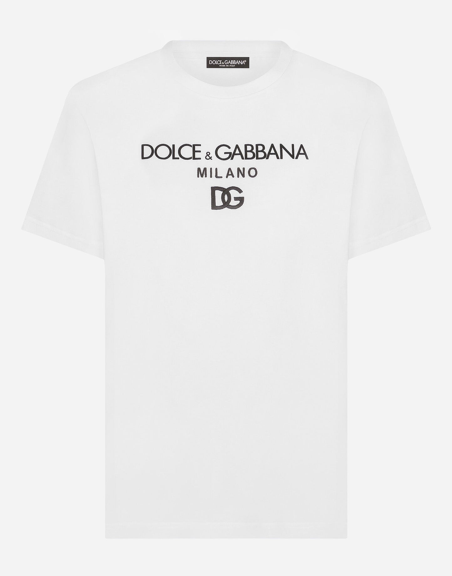 White Cotton T-shirt with DG embroidery and patch - Exclusive Wear