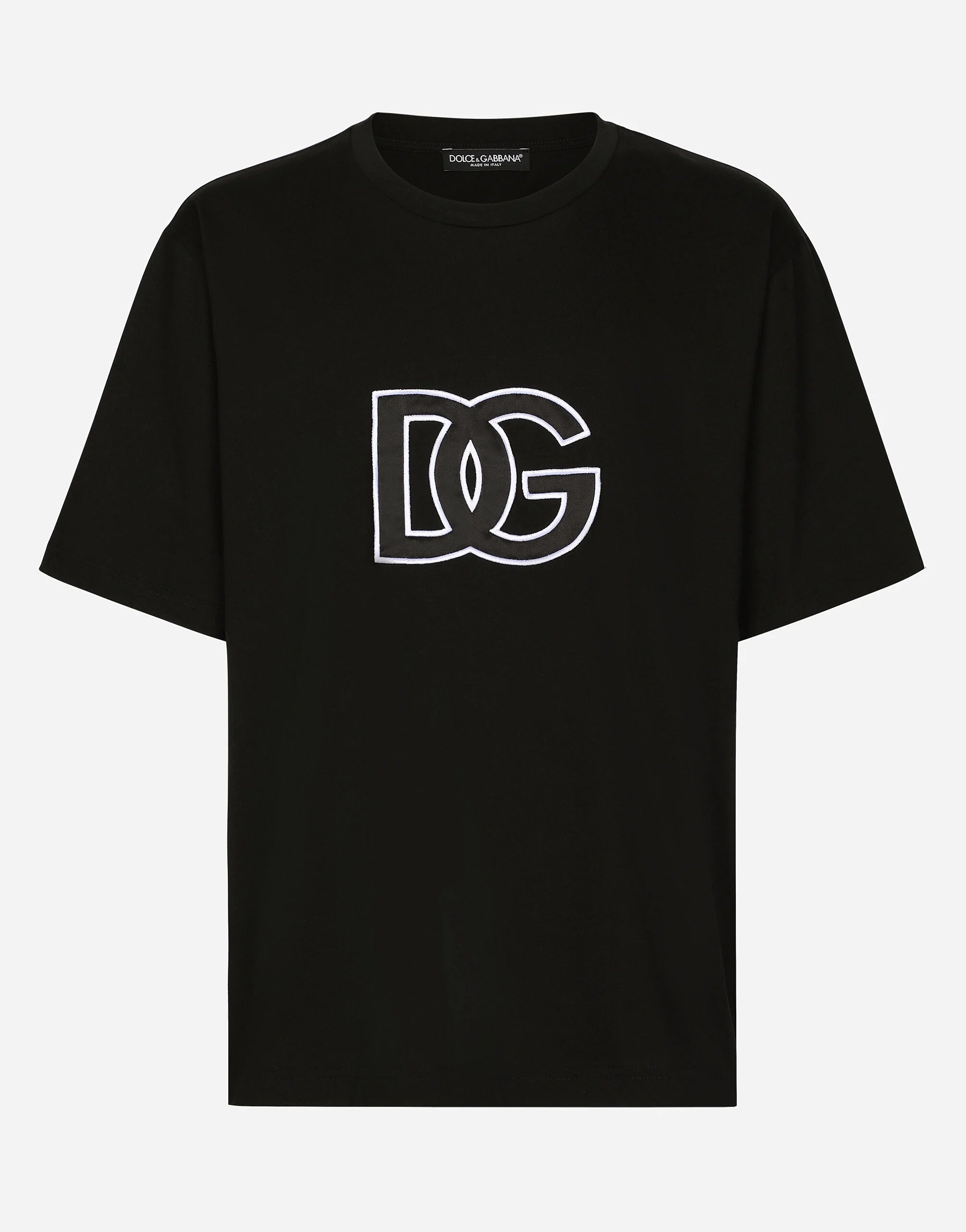 Black Cotton T-shirt with DG Patch - Exclusive Wear