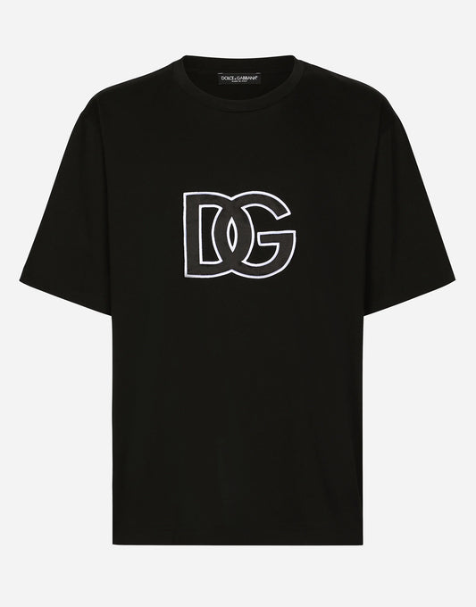 Black Cotton T-shirt with DG Patch