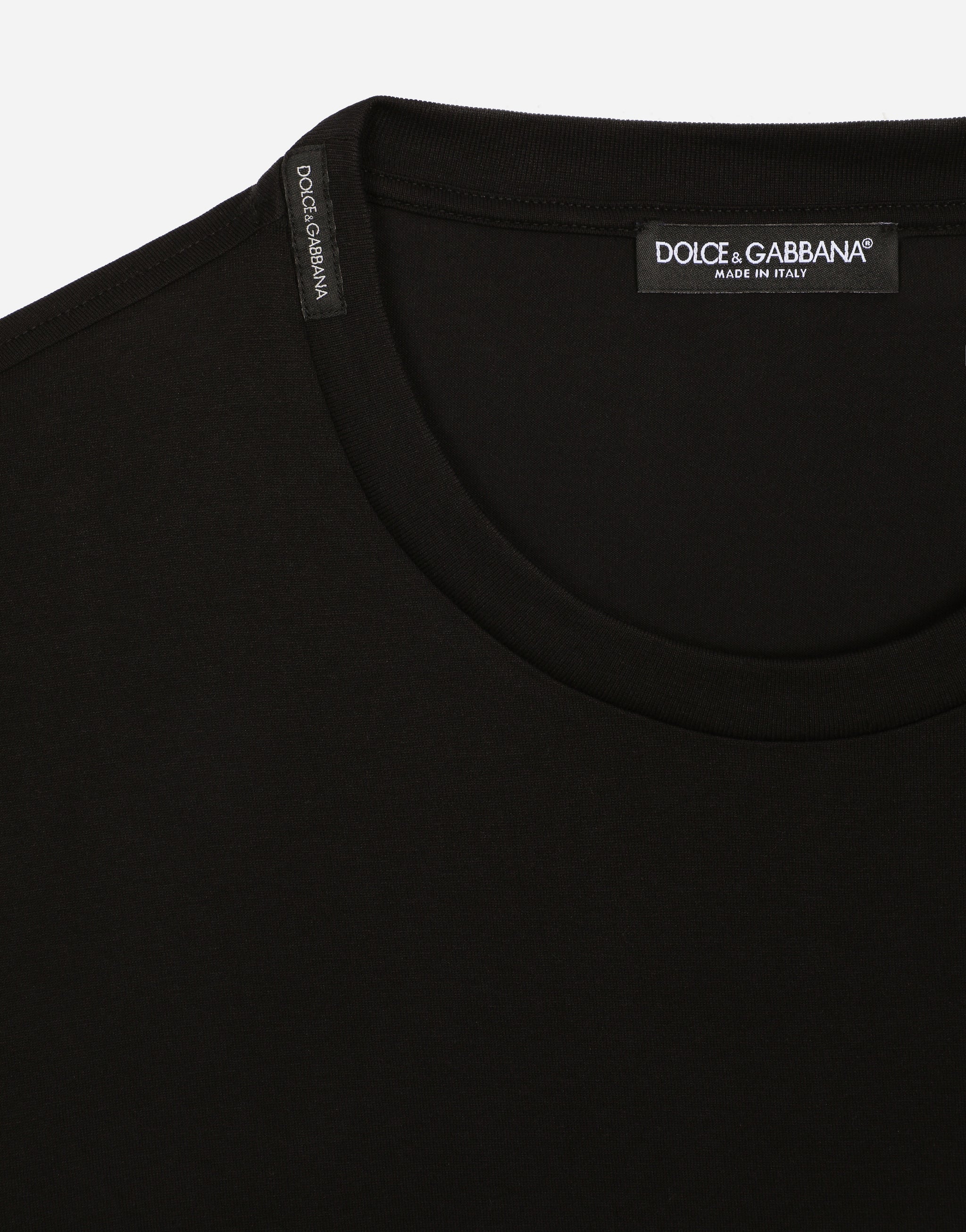 Black Cotton T-shirt with DG Patch - Exclusive Wear
