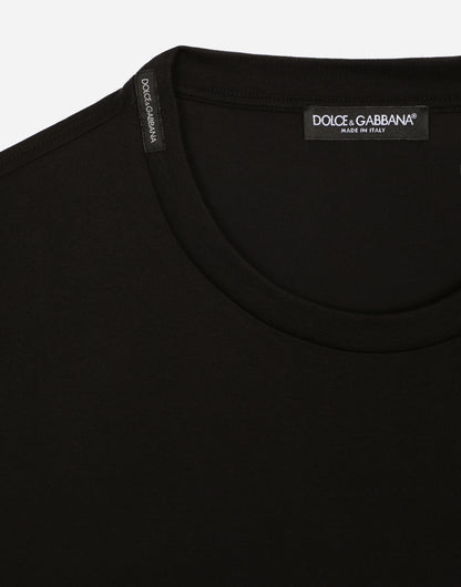 Black Cotton T-shirt with DG Patch