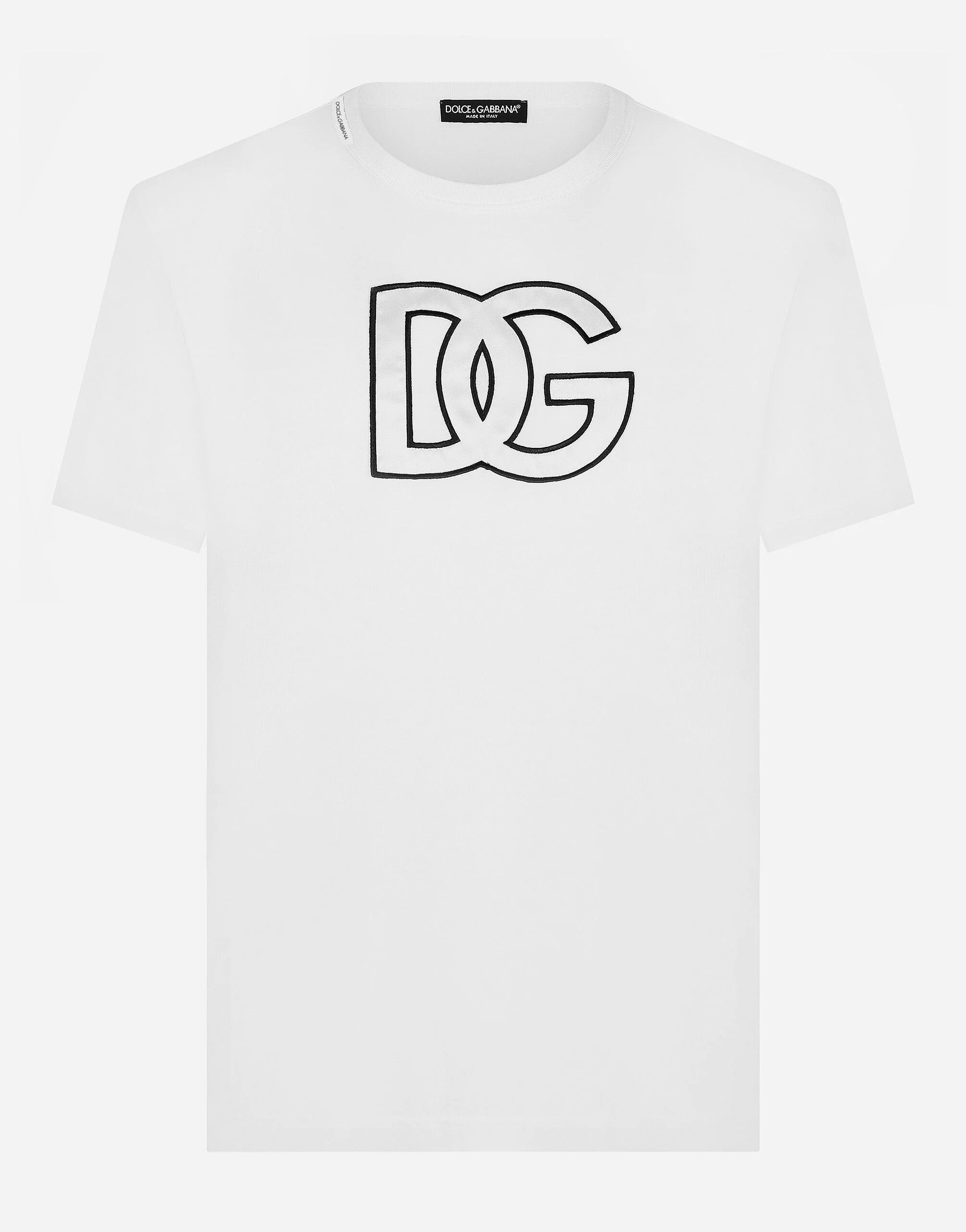 White Cotton T-shirt with DG Patch - Exclusive Wear