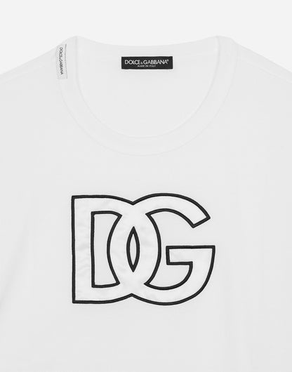 White Cotton T-shirt with DG Patch