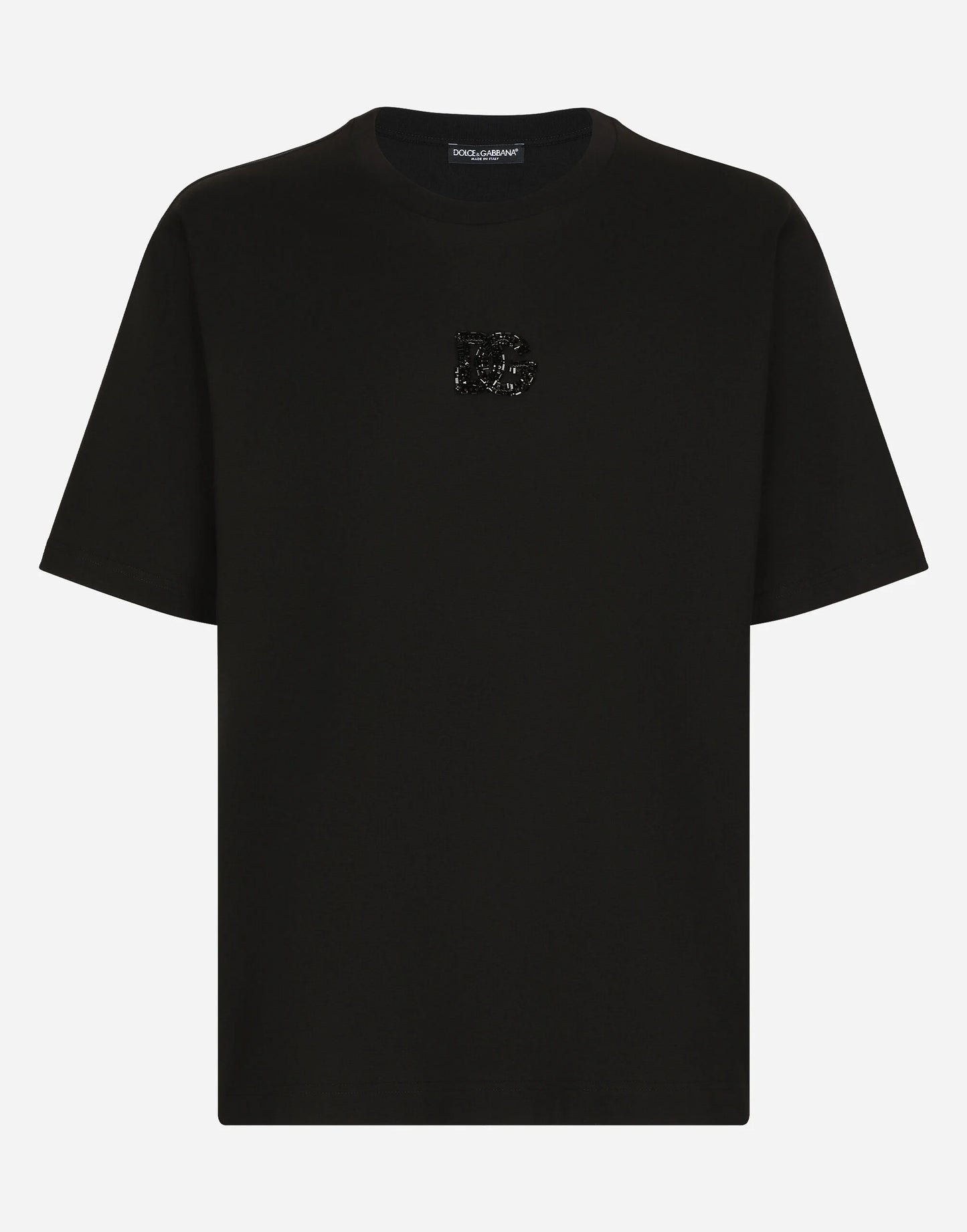 Rhinestones-detailed DG Patch Black T-shirt