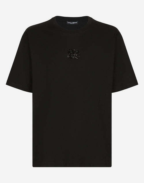 Rhinestones-detailed DG Patch Black T-shirt