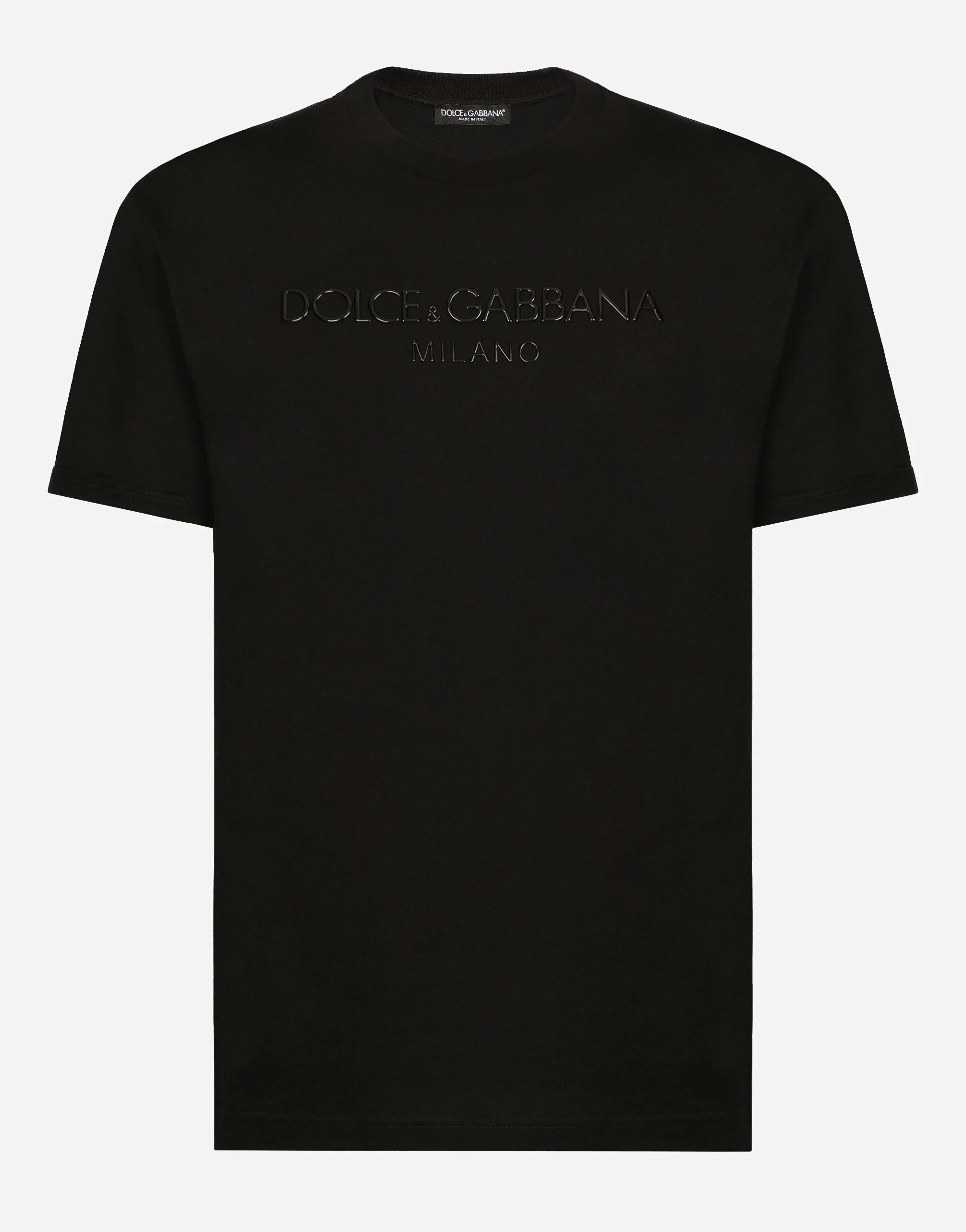 Rubber Logo Black Cotton T-shirt - Exclusive Wear