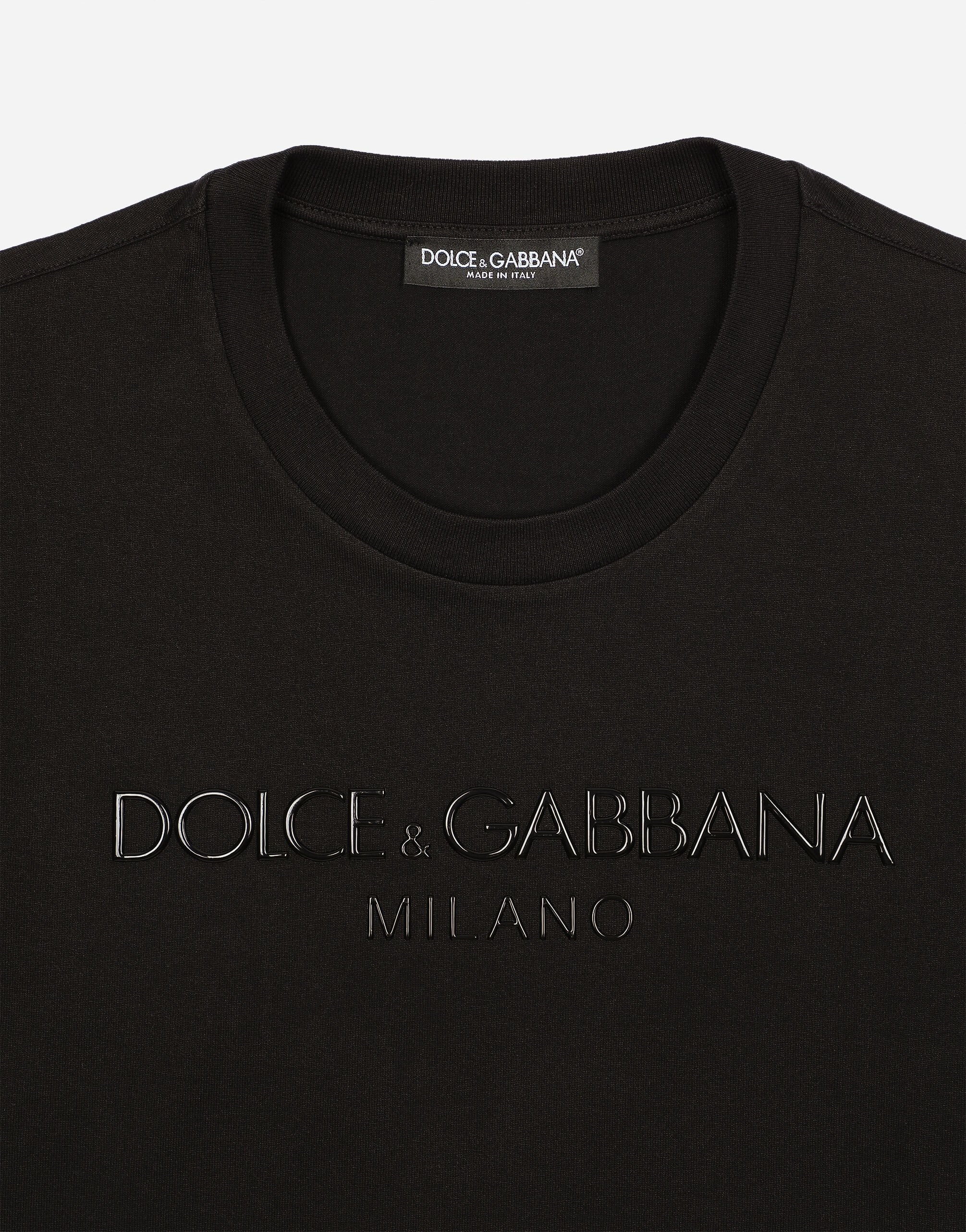 Rubber Logo Black Cotton T-shirt - Exclusive Wear