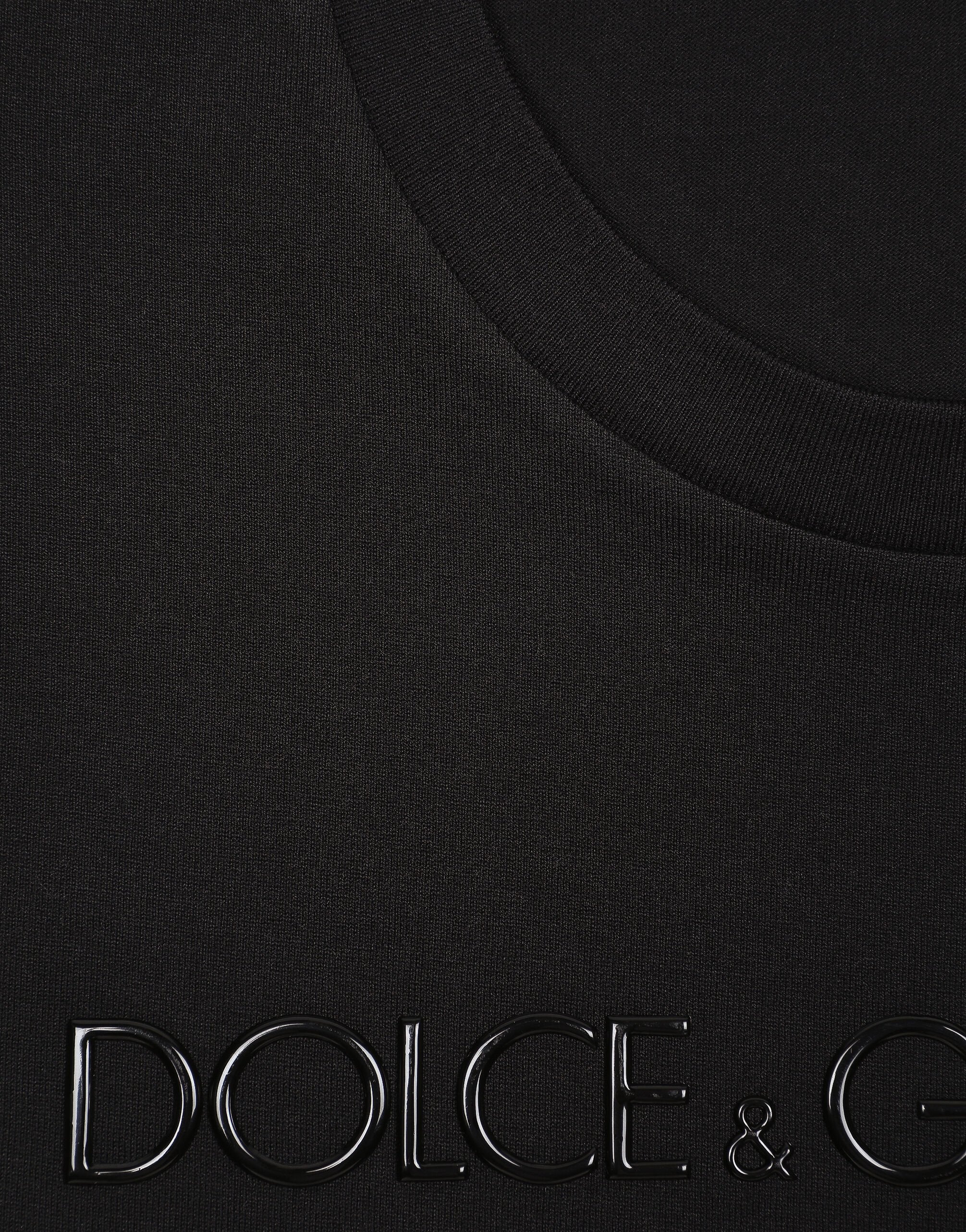 Rubber Logo Black Cotton T-shirt - Exclusive Wear