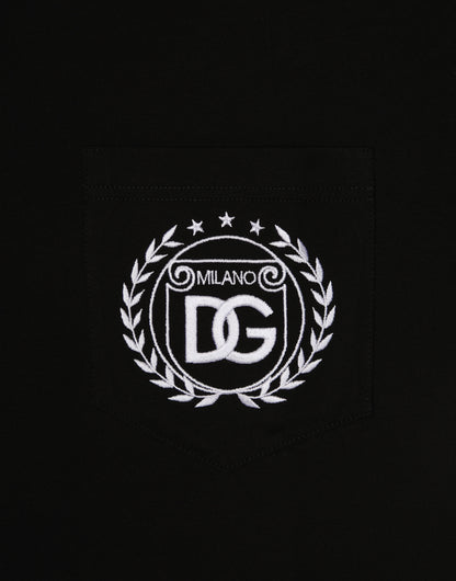 Black T-shirt with DG Milano Logo Embroidery