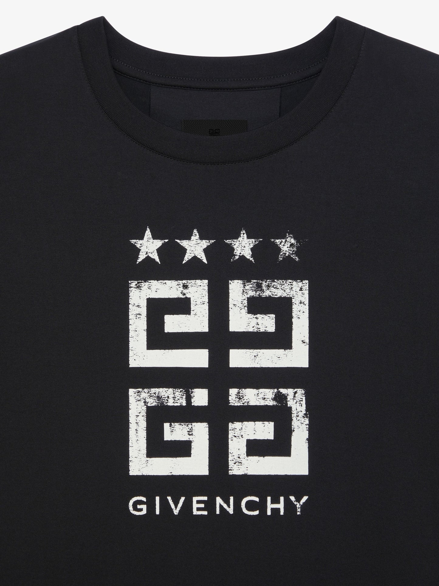 4G Stars Black Cotton T-shirt