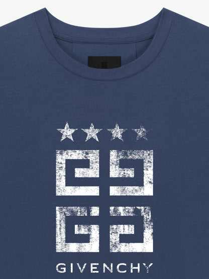 4G Stars Deep Blue Cotton T-shirt