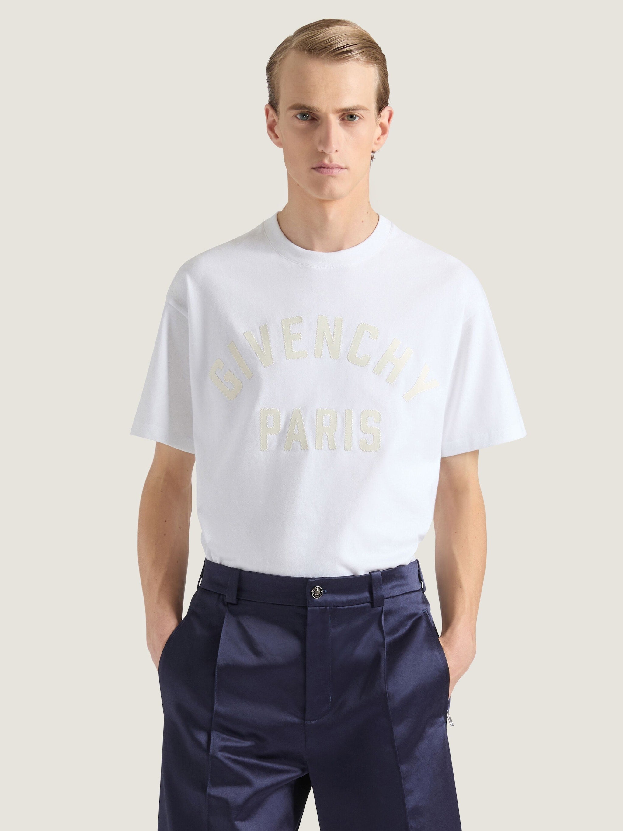 White Cotton T-shirt with Embroidery