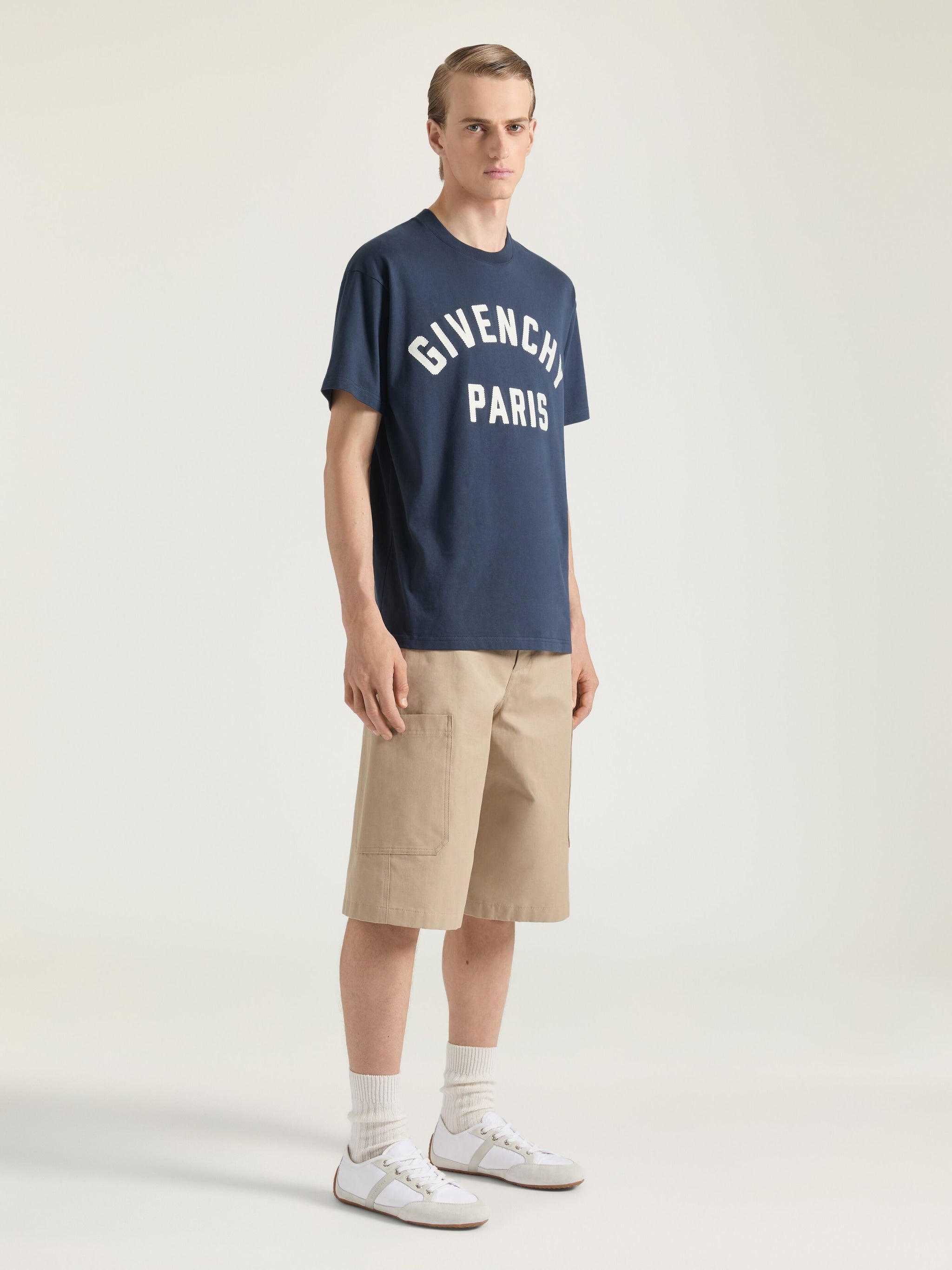 Blue Cotton T-shirt with Embroidery