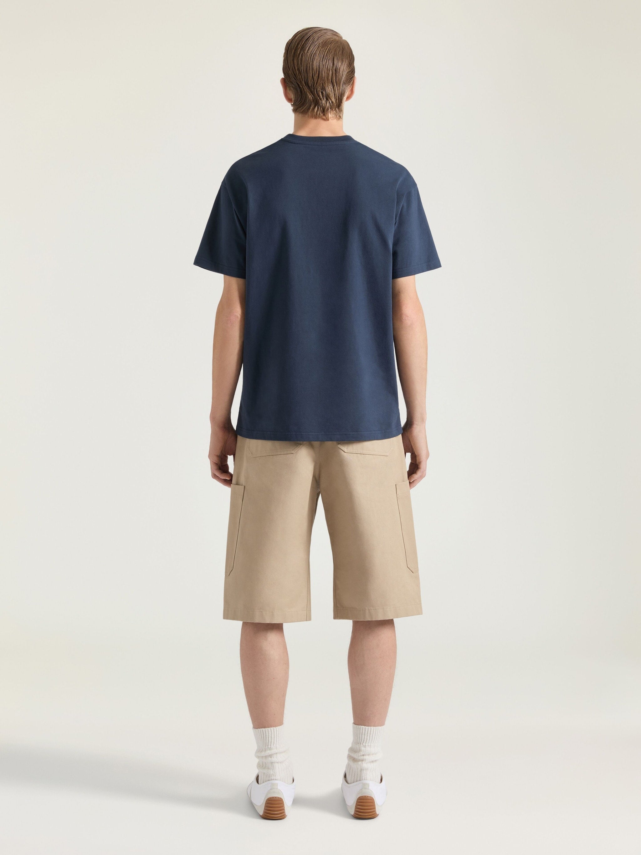Blue Cotton T-shirt with Embroidery
