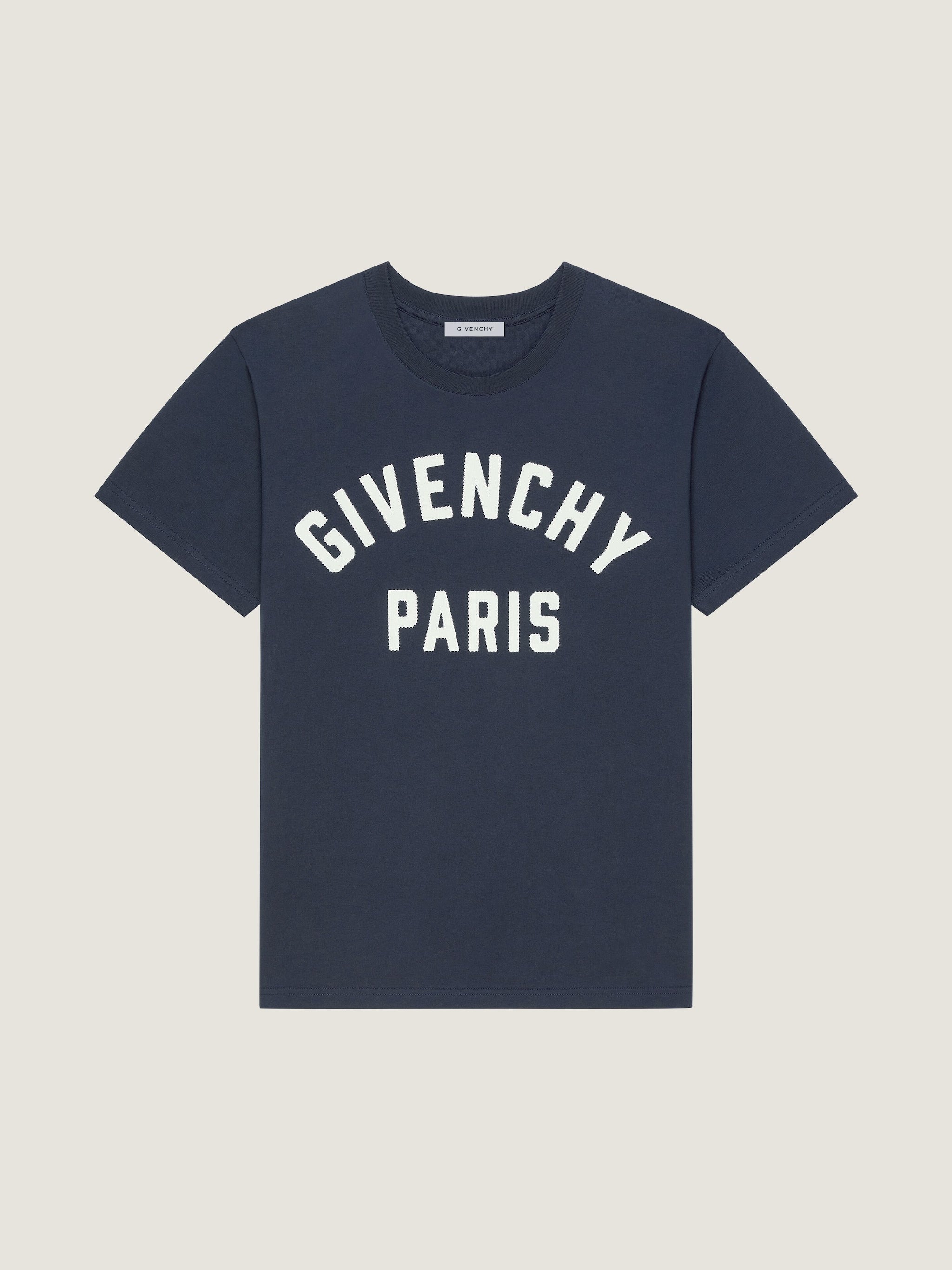Blue Cotton T-shirt with Embroidery