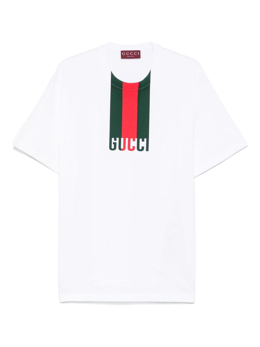 White Cotton Jersey T-shirt with a Web Print - Exclusive Wear