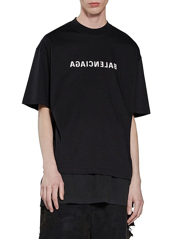 Mirror Print Black Oversize T-shirt - Exclusive Wear