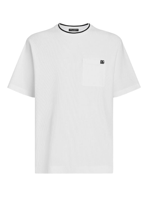 Logo-embroidered White Cotton T-shirt with Pocket - Exclusive Wear