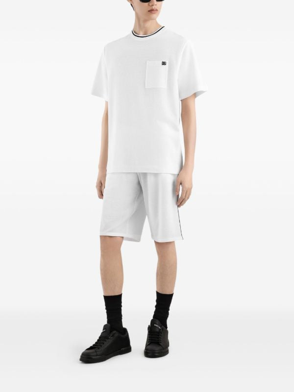 Logo-embroidered White Cotton T-shirt with Pocket - Exclusive Wear