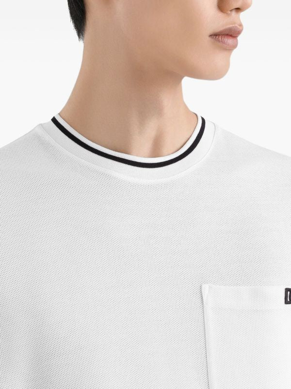 Logo-embroidered White Cotton T-shirt with Pocket - Exclusive Wear