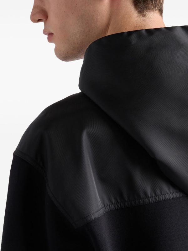 Black Cotton Hoodie with Pockets