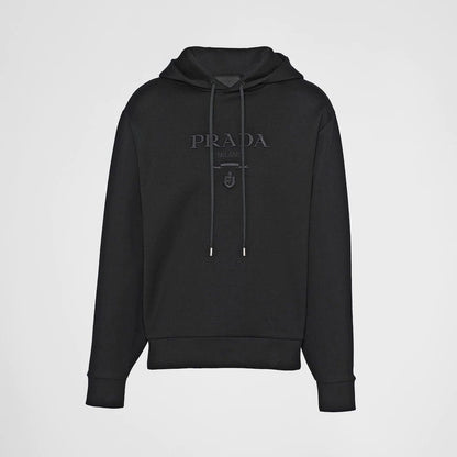 Logo Print Cotton Black Hoodie