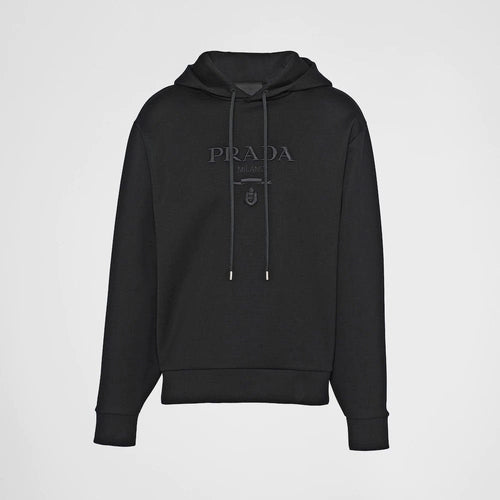 Logo Print Cotton Black Hoodie