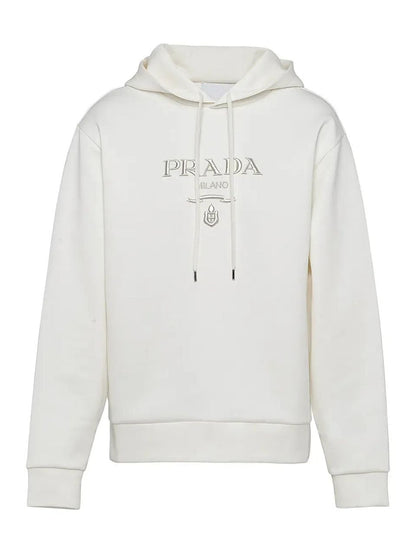 Logo Print Cotton White Hoodie